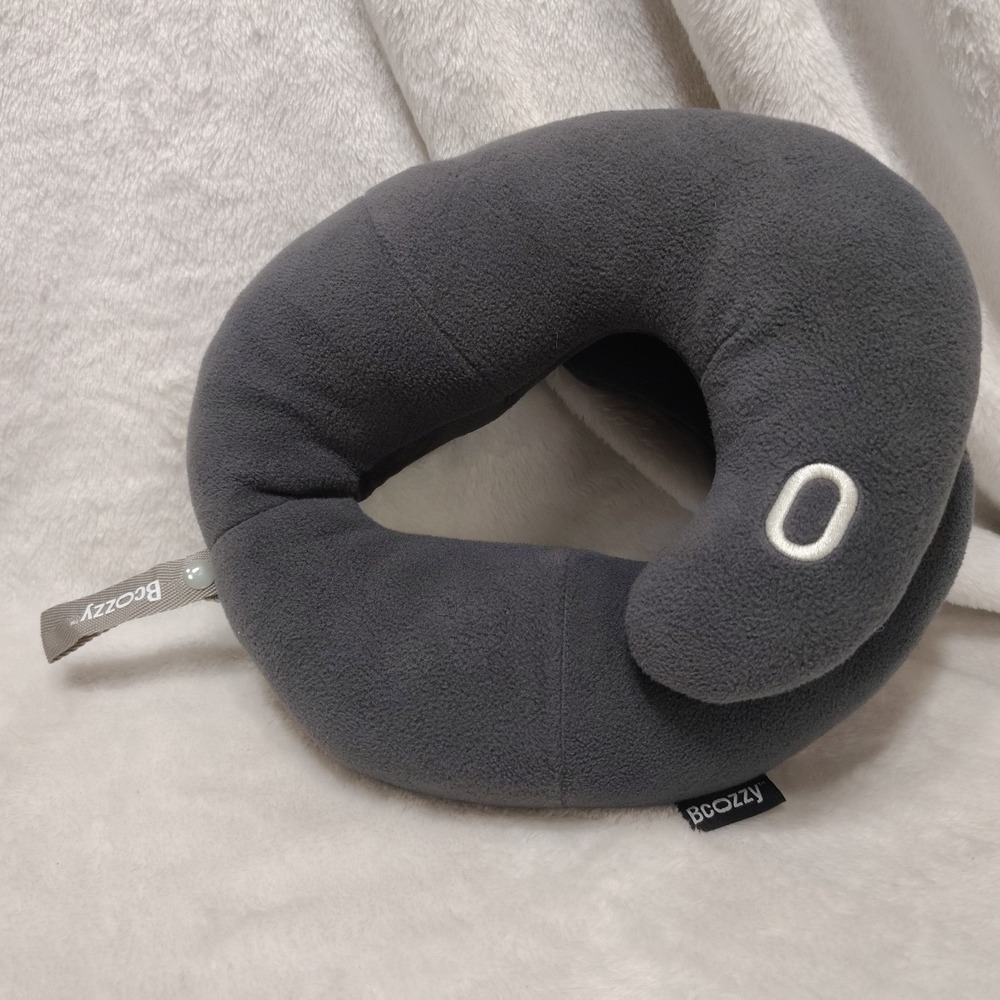 BCOZZY Neck Pillow for Travel Double Support to Head Neck Large W Tote Gray